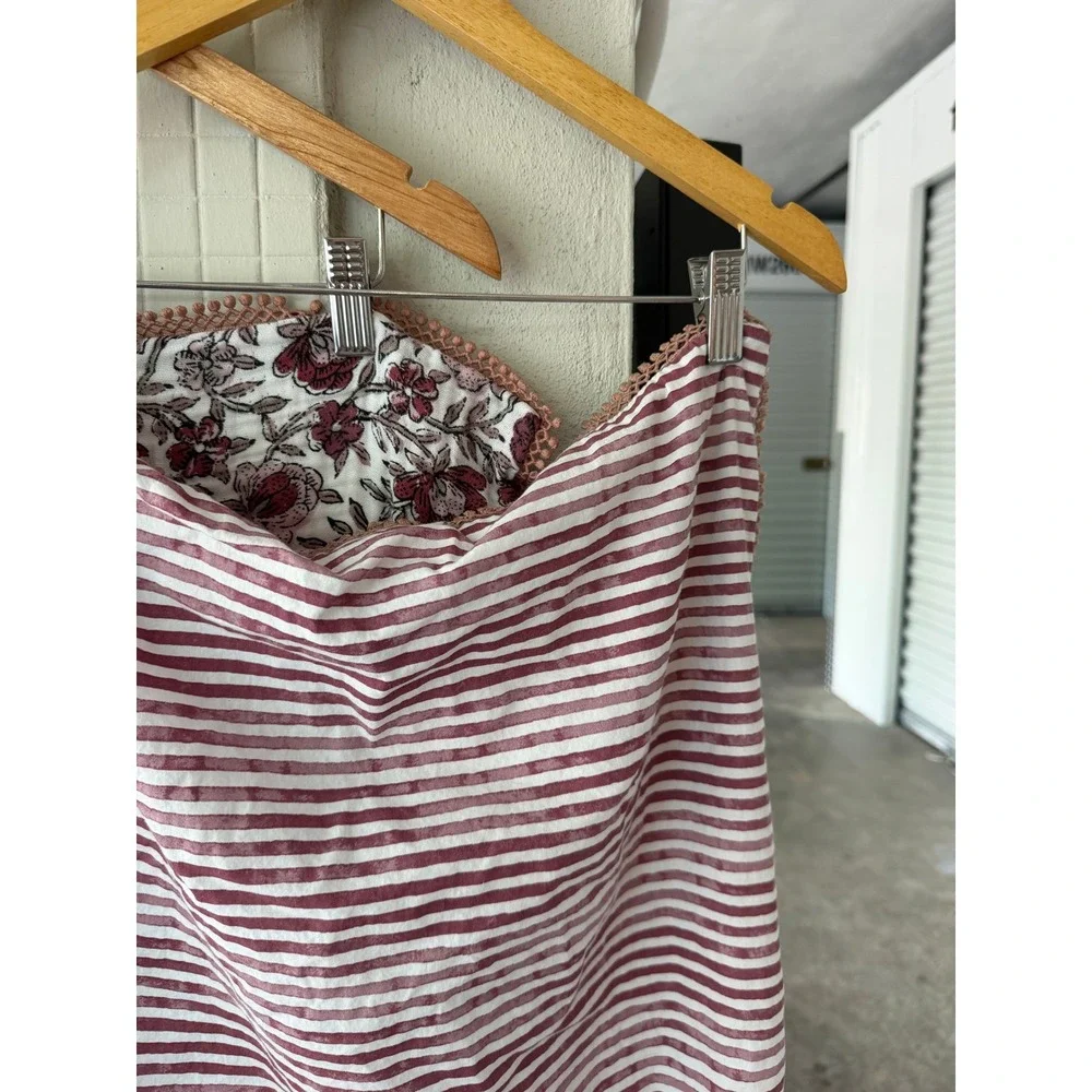 Set of 2 King Pillowcases Floral Burgundy Pink Cotton Pom Pom Cottagecore Boho